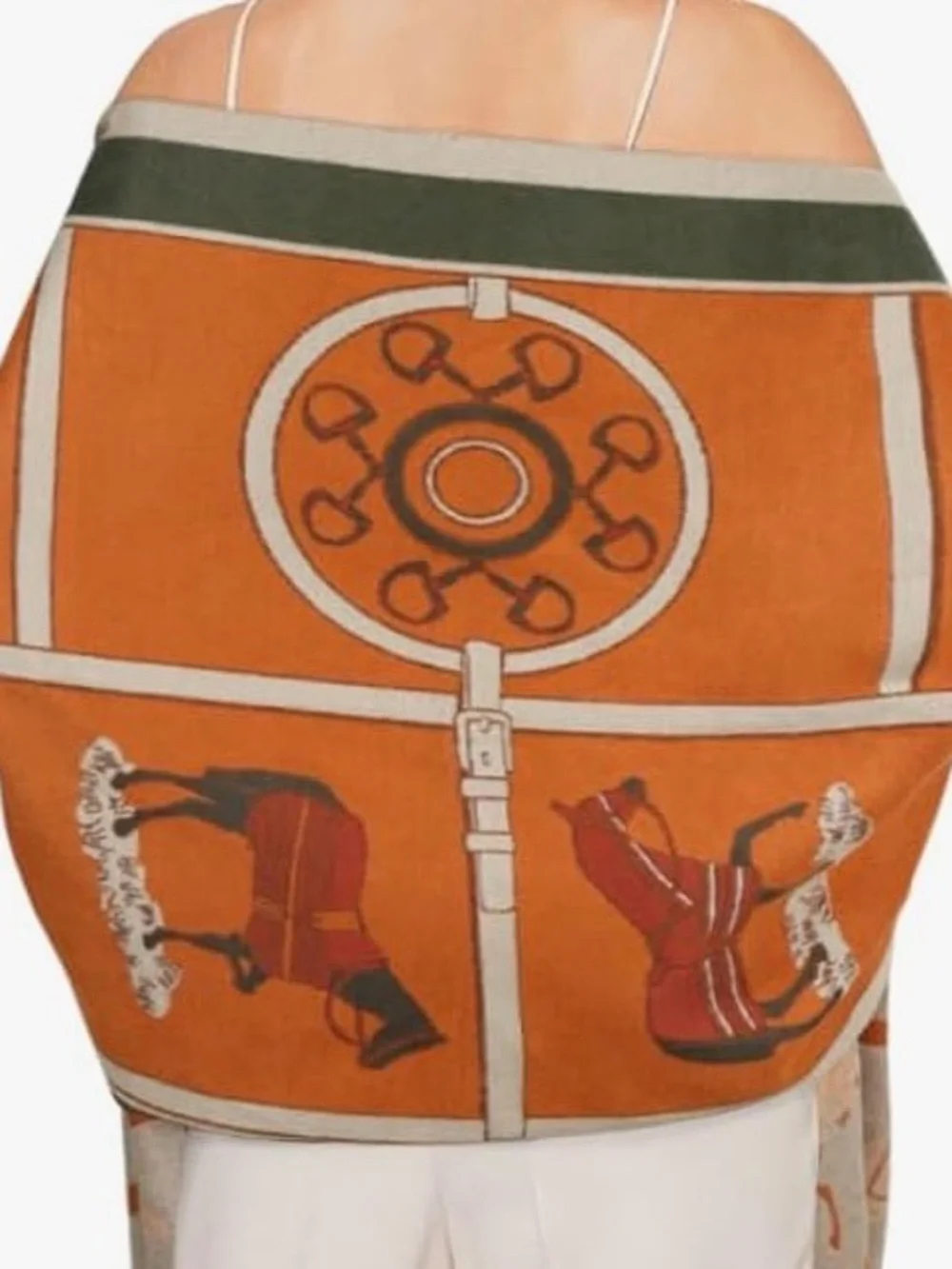 Orange Equestrian Pattern shawl/scarf
